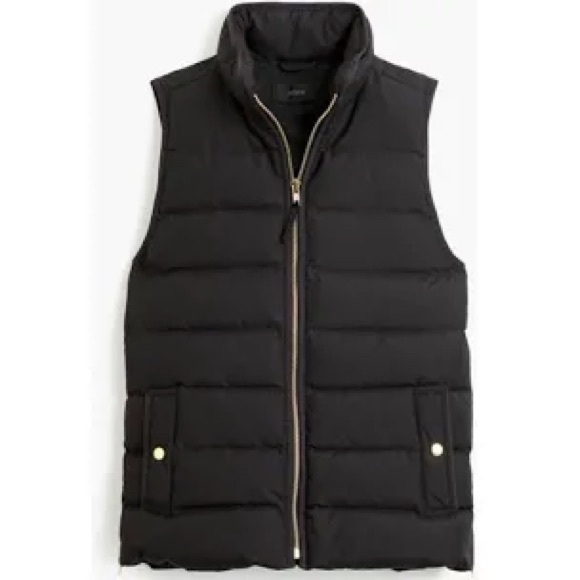 J Crew Black Down Puffer Vest, size L, *pre-owned* - Picture 1 of 10